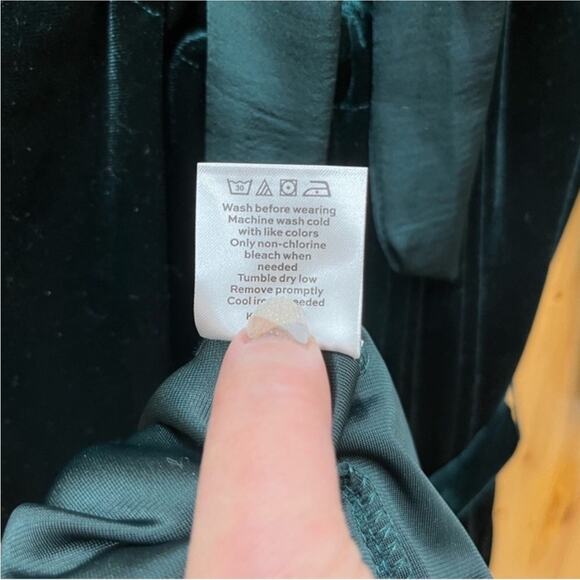 Draper James Green Velvet Bow Back Long Sleeve Dress L - Picture 6 of 12